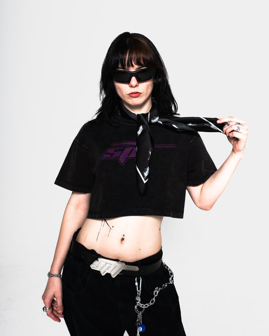 CLASSIC LOGO CROP TOP - VINTAGE WASHED BLACK